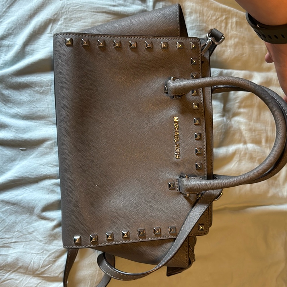 Michael kors grey studded medium purse